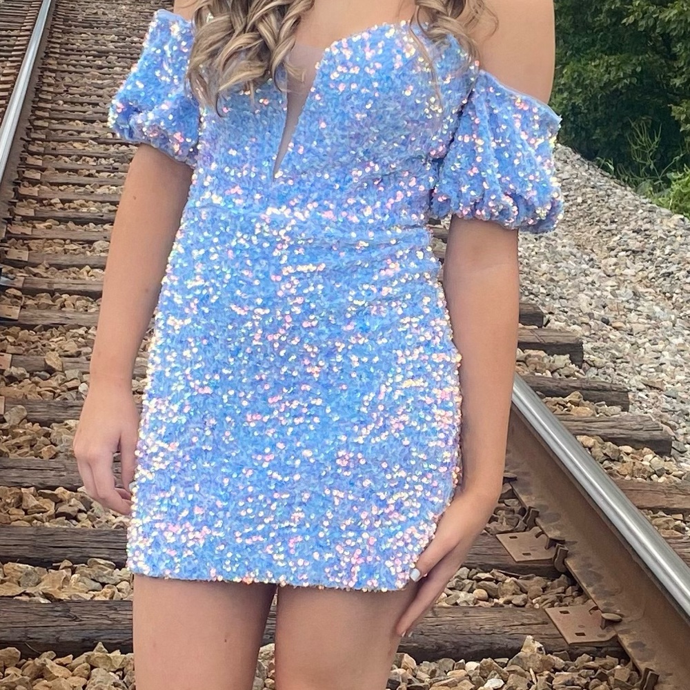 Sherri Hill Iridescent Sequin Mini Dress